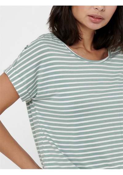 Only Onlmoster Strıpe S/s O-neck Top Jrs Noos Kadın Yeşil Bluz - 15206243