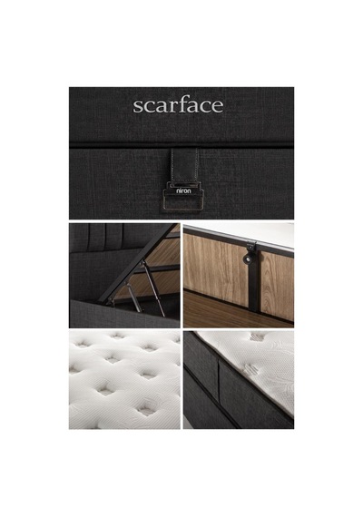 Niron Scarface 100x200 Cm Tek Kişilik Yatak Baza Başlık Seti - Sert Full Ortopedik 100 x 200