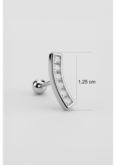 Mira 18 Ayar Beyaz Altın Kaplama Gümüş Conch-helix Piercing