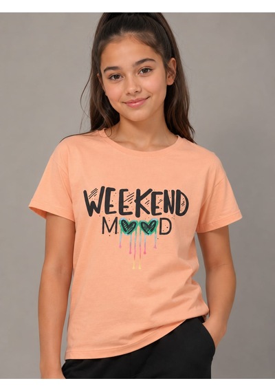 Ela Kız Çocuk Pamuk Penye Tshirt Turuncu