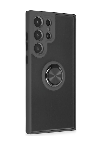 Newface - 984 - Samsung Galaxy Uyumlu S23 Ultra Kılıf Montreal Yüzüklü Silikon Kapak - Csmo-tex - - Siyah Sıyah