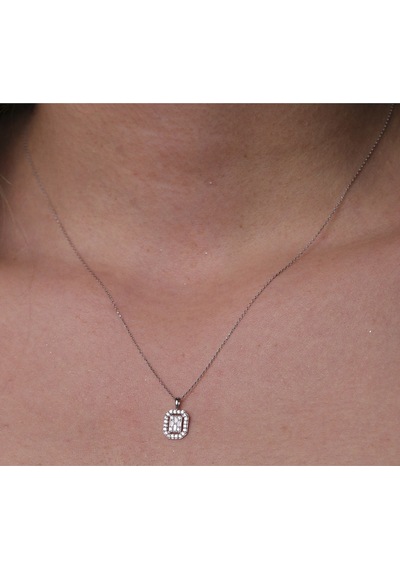 Gülaylar Diamond Line Beyaz Altın Baget Taşlı Kolye 49065599