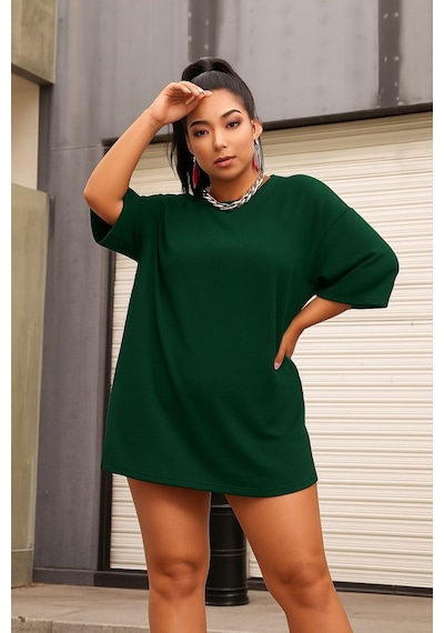 Benroma Düz Oversize Unisex Tişört Ycb2 Yeşil