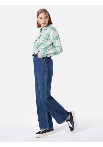 Colins 970 Berry Normal Kesim Yüksek Bel Geniş Paça Denım Kadın Pantolon Cl1067232 Mavi