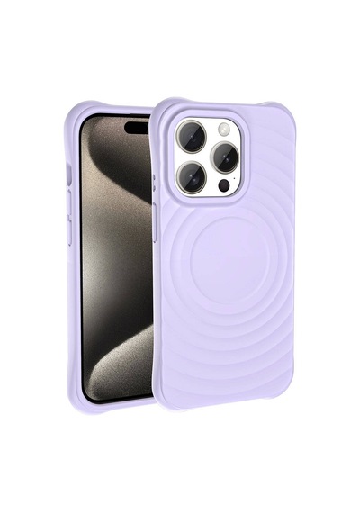 Lexroo İphone 15 Pro M-safe Şarj Özellikli Airbagli Mat Görünümlü Hepi Kılıf - Derin Mor