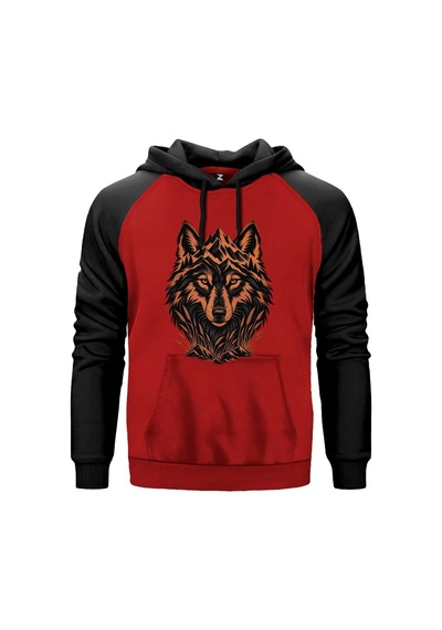 Bakır Dağ Bozkurdu Gri Renk Reglan Kol Sweatshirt Kapşonlu
