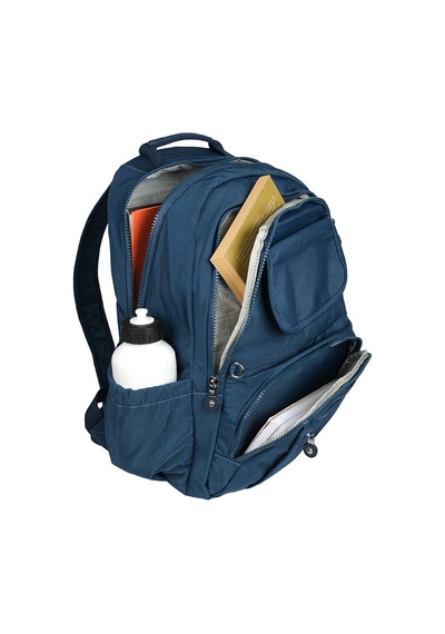 Bagacar 1215 Krinkıl Kumaş Su Geçirmez Laptop Bölmeli Okul Ve Günlük Sırt Çantası Lacivert
