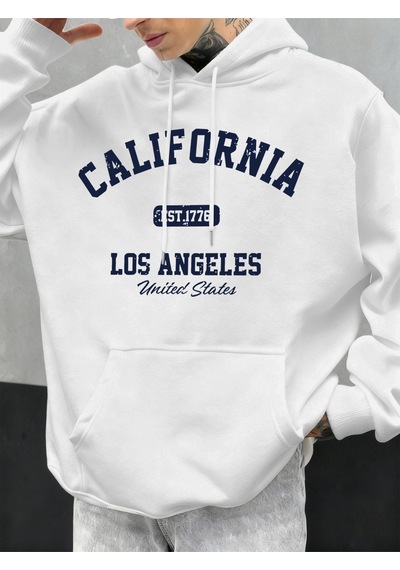 Startmore Startmorekaliforniya Los Angeles Baskılı Erkek Kapüşonlu Hip Hop Çok Renkli Kapüşonlular Polar Moda Ka Beyaz