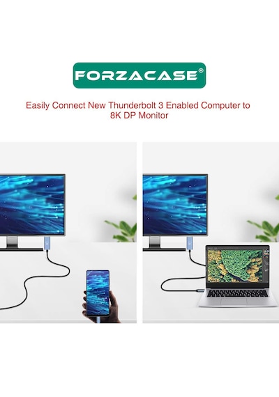 Forzacase FC894 Type-C to DP Kablo 8K 60hz / 4K 120hz Görüntü Aktarıcı Kablo 2 MT