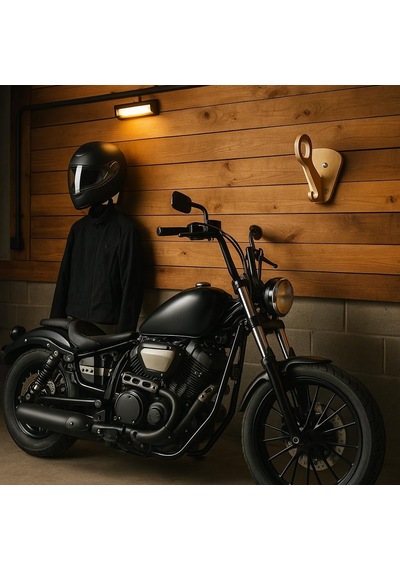 Ahşap Motosiklet Kask Ve Mont Askısı, Duvar Tipi, Doğal Ahşap, Marin Kontrplak &