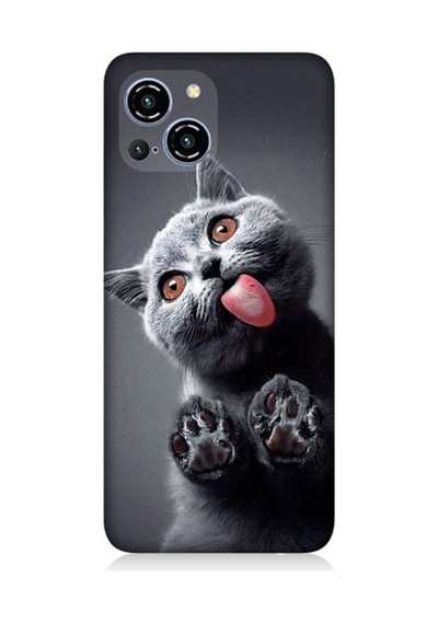 Reeder S23 Pro Max Uyumlu Sevimli Boz Kedi Dili Desenli Silikon Kılıf