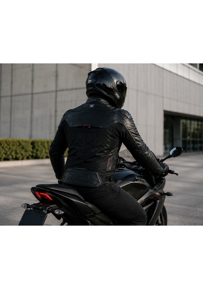 Prosev Falcon Motosiklet Montu 4 Mevsim Maxdura 600-d Dayanıklı Kumaş Deri Motorcu Mont Black