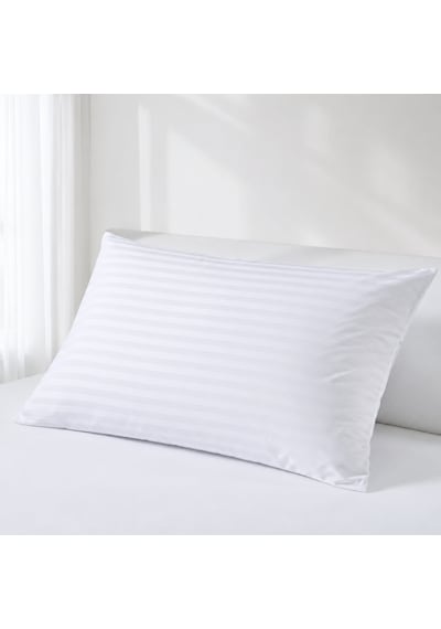 Beyaz Pamuk Saten Çizgili Yastık Kılıfı 50x70 Cm 83 Tel 1 Cm Şeritli Otel Tipi Yumuşak Nefes Alan Pamuklu Saten Yastık Kılıfı 2'li Set