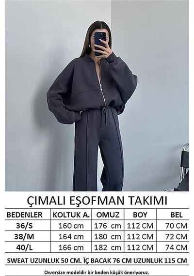 Neşeli Butik Kadın 3 İplik İçi Pamuklu Kışlık Eşofman Takımı Gts018 - Antrasit Antrasit Neşeli Butik Kadın 3 İplik İçi Pamuklu Kışlık Eşofman Takımı Gts018 - Antrasit Antrasit