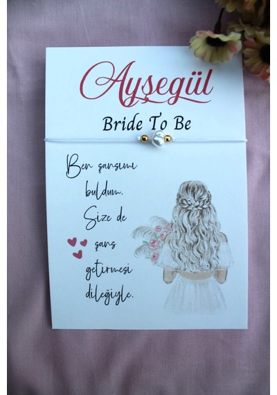 25 Adet Kişiye Özel Kartlı Şans Bilekliği - Kına Hediyesi - Kına