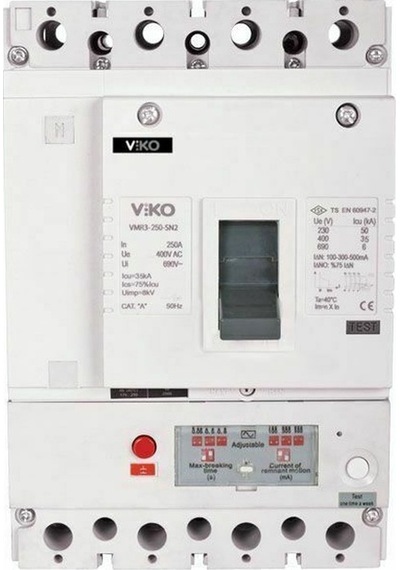 Viko 4x250 Amper 4 Kutuplu 35ka Kaçak Akımlı Kompakt Şalter Vmr3-
