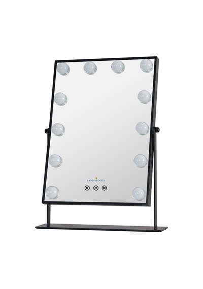 Lom2086 Hollywood Style 3 Renk Led Işıklı Makyaj Aynası, Dokunmatik, 360 Döner Metal Çerçeve Siyah Çok Renkli
