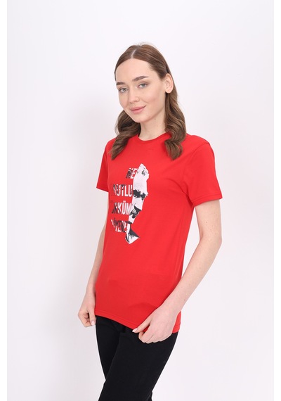Toontoy Unisex Baskılı Tişört Kırmızı