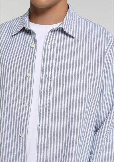 Colin's Colins Regular Fit Shirt Neck Çizgili Erkek Mavi Uzun Kol Gömlek Cl1082021 Q1.v1 Ble