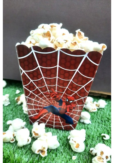 8'li Örümcek Adam Mısır Kutusu - Popcorn Kutusu - Doğum Günü İkram Hediye - Orta Boy Standart