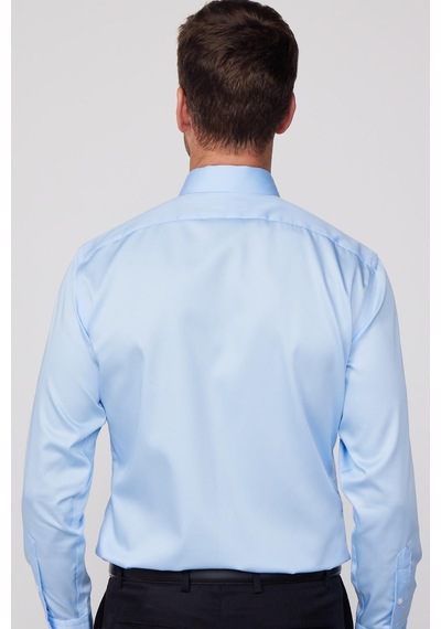 Tudors Slim Fit Non Iron Mavi Erkek Gömlek-29752-mavi Mavi