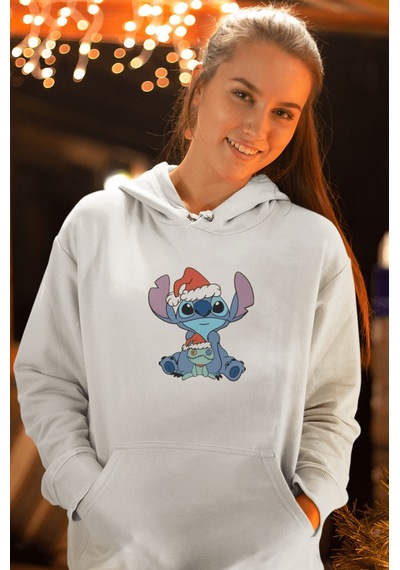 Stitch Yılbaşı Kapşonlu Sweatshirt 001
