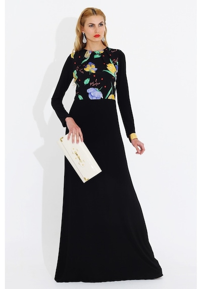 Nidya Moda Büyük Beden Elbise-4046S Siyah