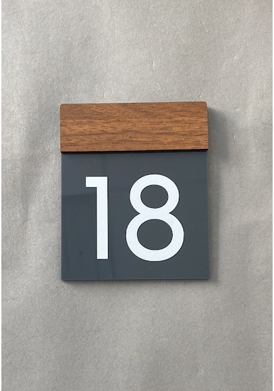 Wooden Serisi Minimal Kapı Numarası