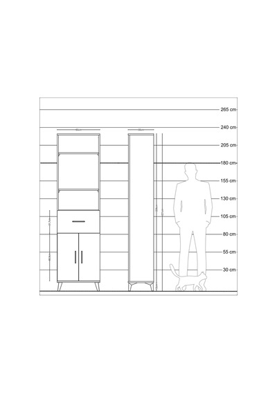 Arges Dolap 4 Raflı Tek Çekmeceli 2 Kapaklı 60x30x221 Çam-aytaşı Atlas Çam