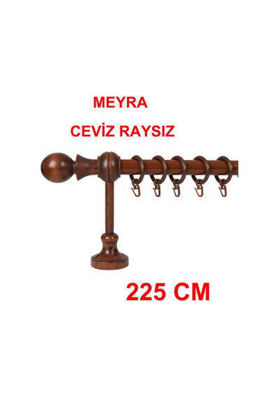 Meyra Demonte Başlıklı Ahşap Rustik Perde Askısı - Raysız -ceviz 225 Cm Ceviz