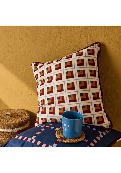 Soft Brick Kırlent - Bej - 45x45 Cm Çok Renkli