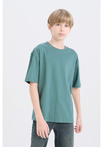 DeFacto Erkek Çocuk Oversize Geniş Kalıp Bisiklet Yaka Basic Düz Kısa Kollu Tişört B5927A825SMGN469