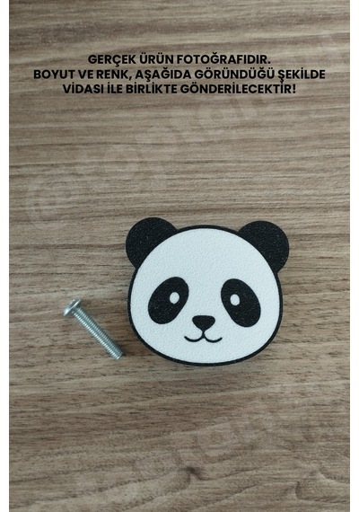 2 Adet - Sevimli Panda Dolap Kulpu, Mobilya Kulbu - Bebek Odası, Çocuk Odası Aksesuar, Kulp Kulp Vidası Dahildir Sarı