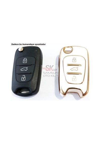 Kia Rio Uyumlu Ceed Sportage Bongo Anahtar Kılıfı Kumanda Kılıfı Beyaz