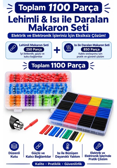 Goldenbee 1100 Parça Lehimli Makaron Seti Kablo Birleştirici Plastik Çantada Karışık