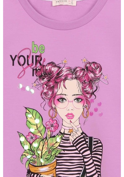 Breeze Kız Çocuk Uzun Kollu Tişört Portre Kız Baskılı 10-14 Yaş, Eflatun-eflatun Eflatun Breeze Kız Çocuk Uzun Kollu Tişört Portre Kız Baskılı 10-14 Yaş, Eflatun-eflatun Eflatun