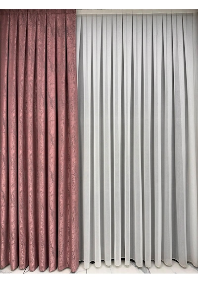 Velar Soft Gül Kurusu Fon Perde Tek Kanat 1/3 Sık Pile Gül Kurusu