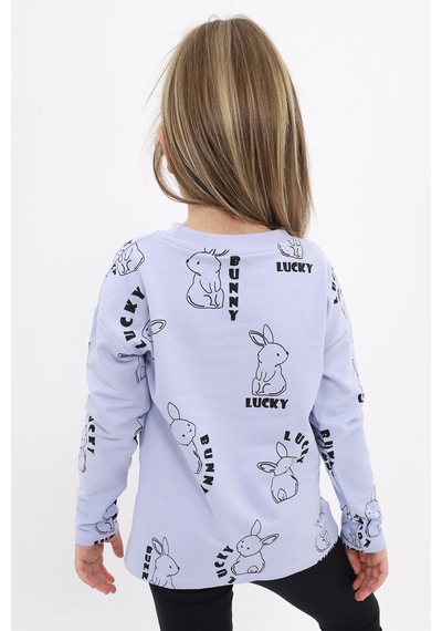 Kız Çocuk Relax Fit Bisiklet Yaka Düşük Omuz Baskılı Sweatshirt - 2 İplik Koyu Mavi Kız Çocuk Relax Fit Bisiklet Yaka Düşük Omuz Baskılı Sweatshirt - 2 İplik Koyu Mavi