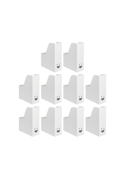 Tjabba Hafif Temel Dergi Dosyaları, Beyaz, Oluklu Mukavva, 30x25x10 Santimetre - 10'lu Set