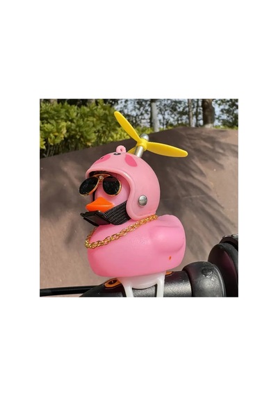Pembe Kasklı Işıklı Ördek Aksesuar Seti Torpido Motor Bisiklet İçin Gözlük Kolye Pervane Kask Işıklı