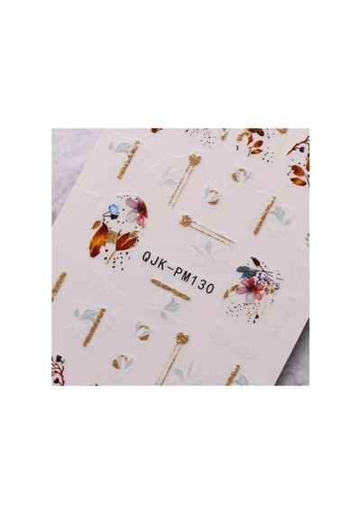 Nailist Floral Çiçekli Seri - Altın Yaldızlı Yapışkan Tırnak Sticker Nail Art Tırnak Dövmesi 30630312