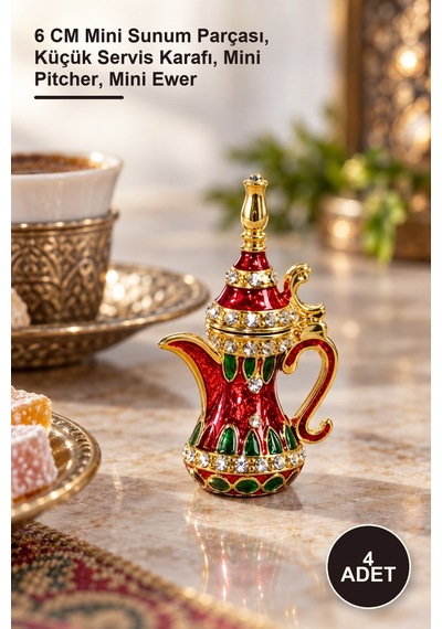 4 Adet Minik İbrik 6 Cm Mini Sunum Parçası, Küçük Servis Karafı, Mini Pitcher, Mini Ewer