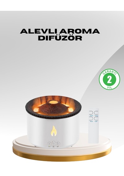 Alev Efektli Aromaterapi Difüzörü 360 Ml Su Hazneli, Sessiz Ve Zaman Ayarlı Çok Renkli