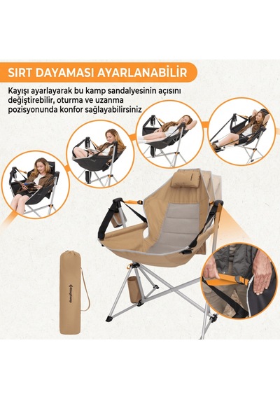 Kingcamp Orchid Lux Ayak Dayamalı & Salıncaklı Hamak Kamp Sandalyesi Khaki/grey Haki