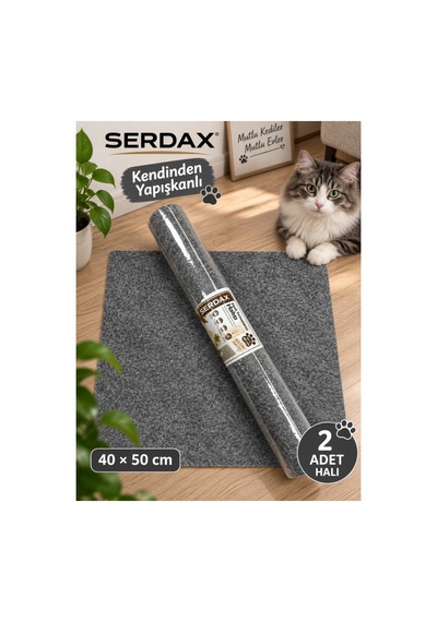 Kedi Tırmalama Halısı Kendinden Yapışkanlı Koltuk Duvar Mobilya Koruma Matı 20 X 50 Cm- Gri Gri