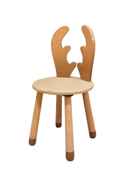 Woodnjoy Wood & Joy Doğal Ahşap Renkli Çocuk Sandalye Geyik Kahverengi