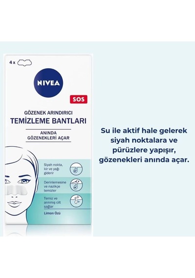 Siyah Nokta Temizleyici Burun T-bant, Gözenek Arındırıcı, Derinlemesine Temizlik, Limon Özü, 4 Adet Diğer