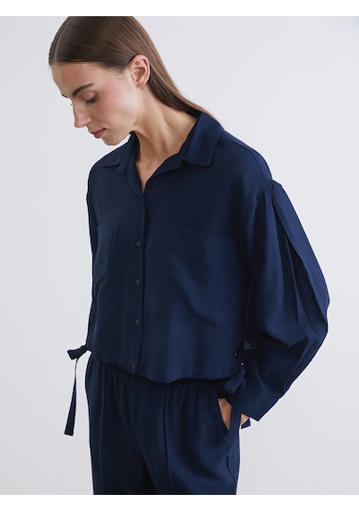 Lcwaıkıkı Classic Lacivert Oversize Kadın Gömlek