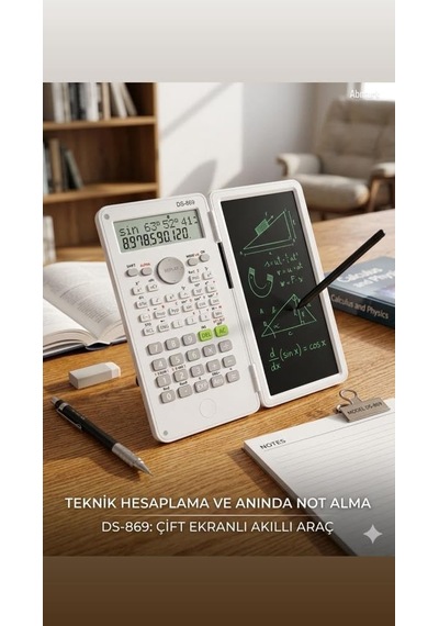 Fonksiyonel Hesap Makinesi, Fonksiyonlu Ve Lcd Yazı Tahtalı Not Defteri Tek Renk