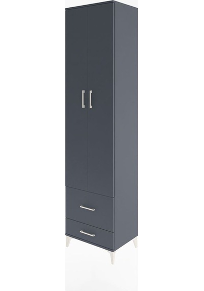 Hyperion Dolap 5 Raflı 2 Çekmeceli 2 Kapaklı 60x44x243 Antrasit-antrasit Antrasit